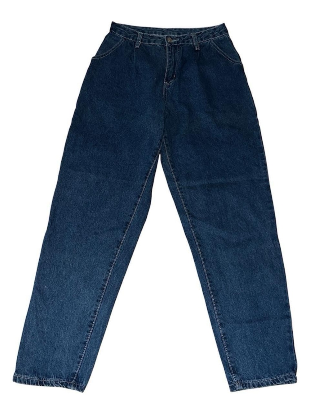 Blue High-waisted denim jeans striaght